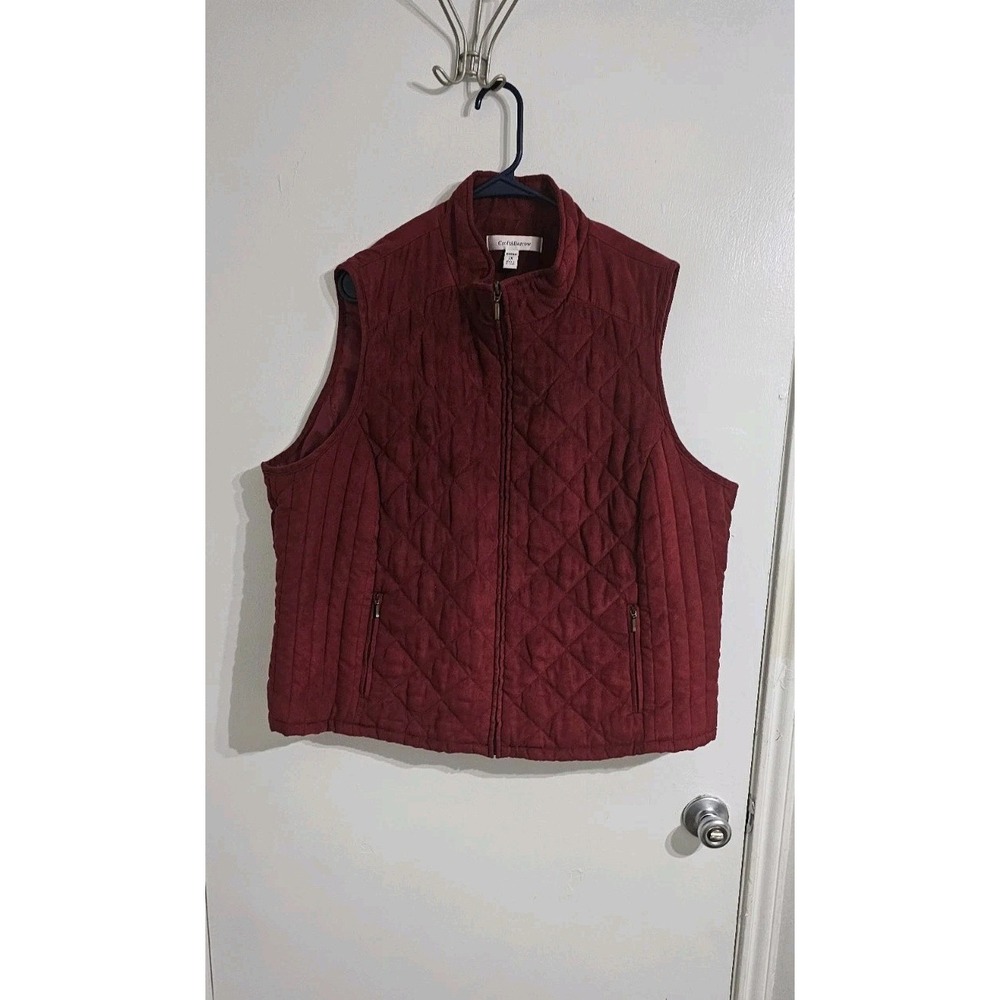 Croft & Barrow Vest 2X Red Puffer Full Zip Quilted Outdoors Hiking Fishing